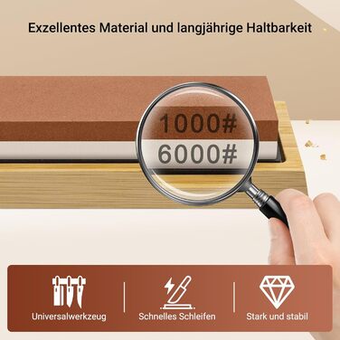 Набір точильного каменю Schleifstein 400/1000 та 1000/6000 з підставкою, для заточування ножів, японський точильний камінь