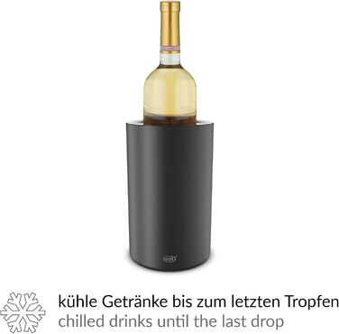 alfi SECCO, Stainless steel bottle cooler for 0.70 to 1l bottles, wine, sparkling wine, keeps drinks cool without condensation or ice cubes, cool drinks to the very last drop, dishwasher-safe, BPA-free (Velvet Black Mat, cylindrical)