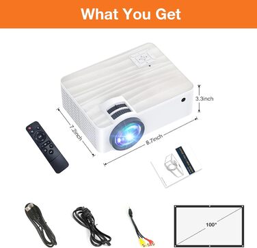 HOPVISION Beamer: Міні проєктор Full HD 1080P з Bluetooth 5.1 та 4K підтримкою, 9000 Lumens, для дому та вулиці, сумісний зі смартфонами, HDMI, USB, Pad, Fire Stick, PS5