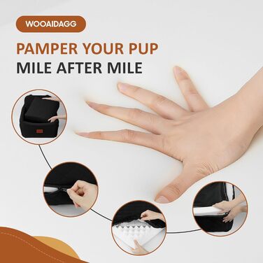 Автокрісло для собак середніх порід, переноска для тварин у машину з кріпленням ременем безпеки, знімне та пральне, регульовані ремені, 3 ремені (Чорний) Black Medium