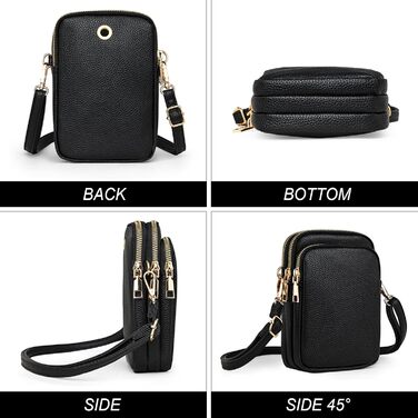 Сумка жіноча Mini Tasche на плече для телефону: кросбоді, гаманець, для iPhone 16 Pro Max/Samsung/Xiaomi до 7.5' - чорна