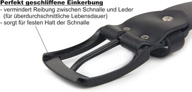 Чоловічий шкіряний ремінь, Made in Germany, 4 см, чорна пряжка, 125 см (140 см загальна довжина)