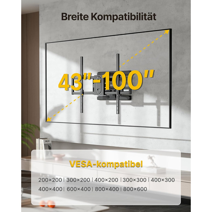 Кріплення для телевізора monTEK поворотне, 43-100 дюймів, до 60 кг, VESA 800x600