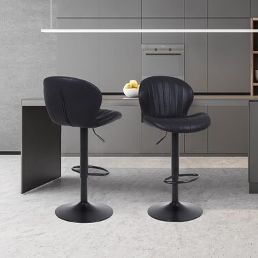 Набір з 2 барних стільців Ralex-Chair Moderne - регульована висота, оббивка з алькантари, чорний колір