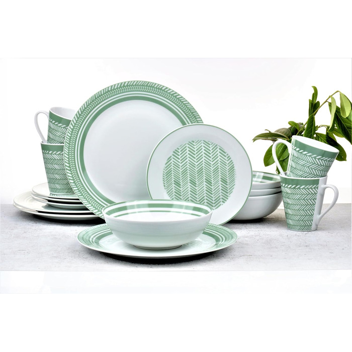 Сервіз столовий на 4 особи, 16 предметів, вінтажний дизайн, сумісний з мийною машиною та мікрохвильовою піччю