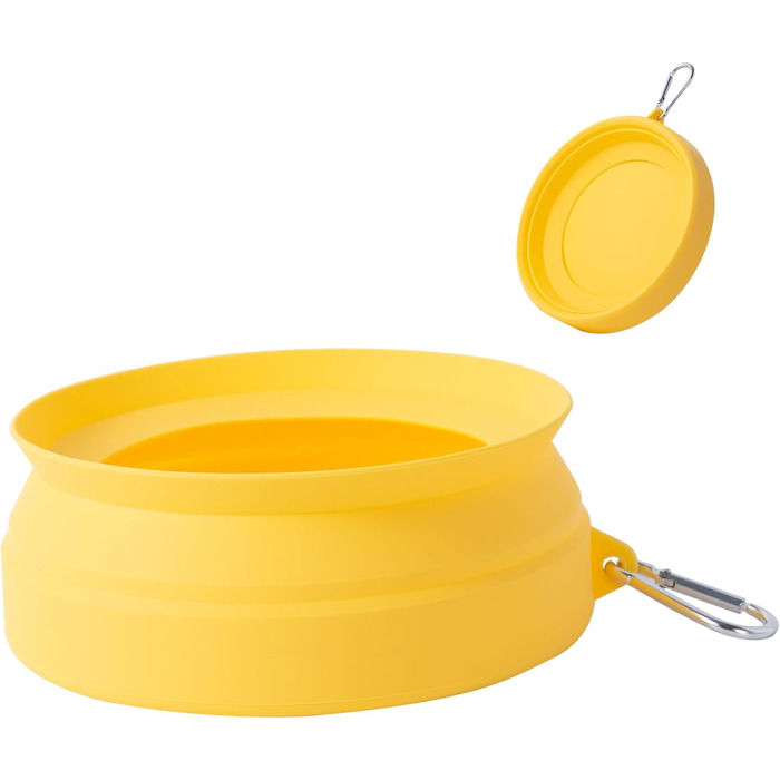 Складаний миска для води для собак SLSON, витокозахисний, портативний, для подорожей на авто, персиково-рожевий (жовтий)