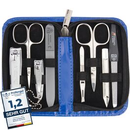 Набір для манікюру 'Roma' від DREI SCHWERTER: 8 інструментів (ножиці, щипчики, пінцет, пилочки) - блакитний