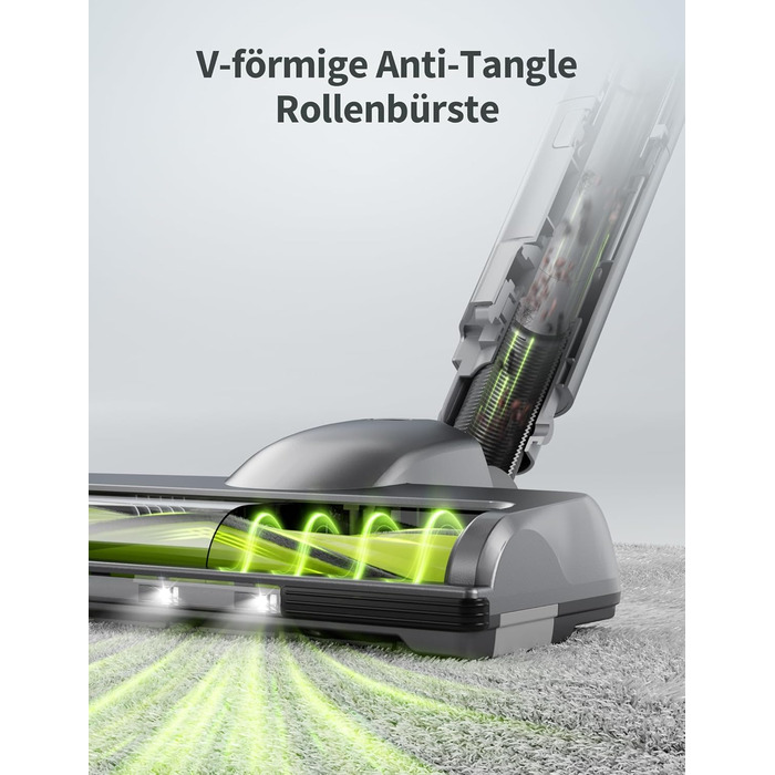 Бездротовий акумуляторний пилосос Kalado 27000Pa, 250W, 45 хв роботи, 1000 мл, для твердих поверхонь, плитки, шерсті тварин, зелений