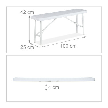 Relaxdays White Beer Bench, 2-Piece Set