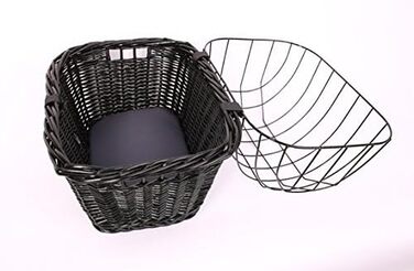 Корзина для велосипеда Tigana з прутів (44 x 34 см) для багажника, чорна, з подушкою