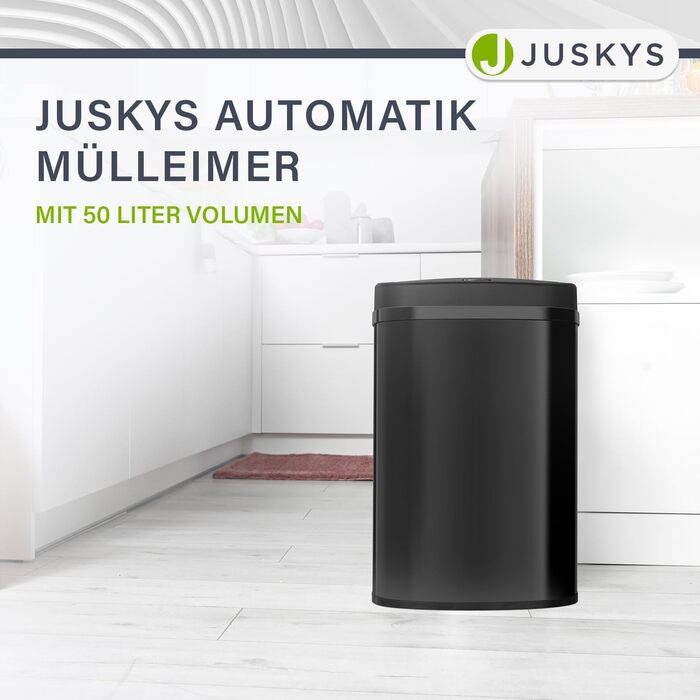 Відро для сміття Juskys з датчиком руху, 50л, нержавіюча сталь, кутовий, з кришкою-затискачем для пакетів