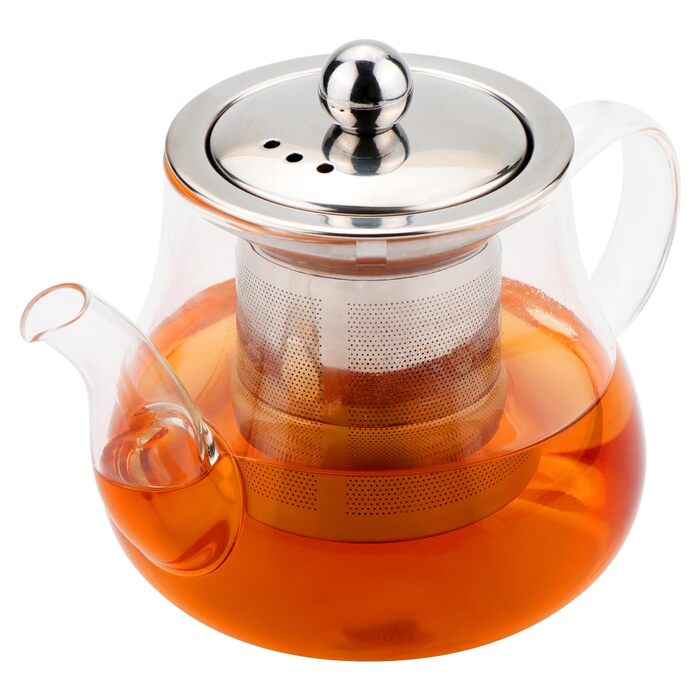 Чайник скляний Honneeo 450 мл з знімним фільтром, для листового чаю, трав'яних зборів, фруктів, 800 мл