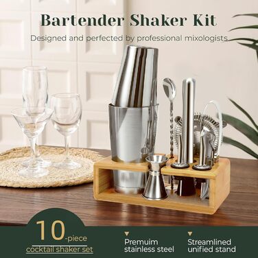 Набір для коктейлів преміум класу Boston Shaker, 16 предметів: шейкер, мадлер, відкривачка для пляшок, аксесуари для бару (чоловікам та жінкам)