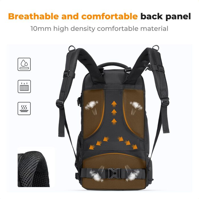 Рюкзак для камери K&F Concept 30L, водонепроникний, з захистом від дощу, для DSLR/SLR, 16