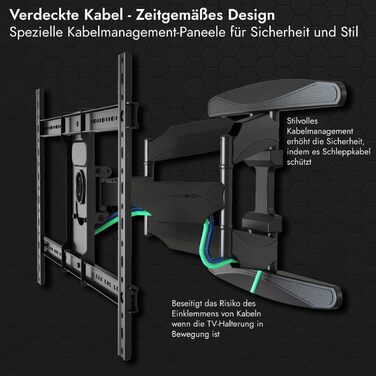 Настінний кріплення для телевізора Invision (37-75 дюймів), поворотний, нахильний, висувний, для плоских та вигнутих екранів, до 50 кг, VESA 200x100 - 600x400 мм (DXL-DE-IA)