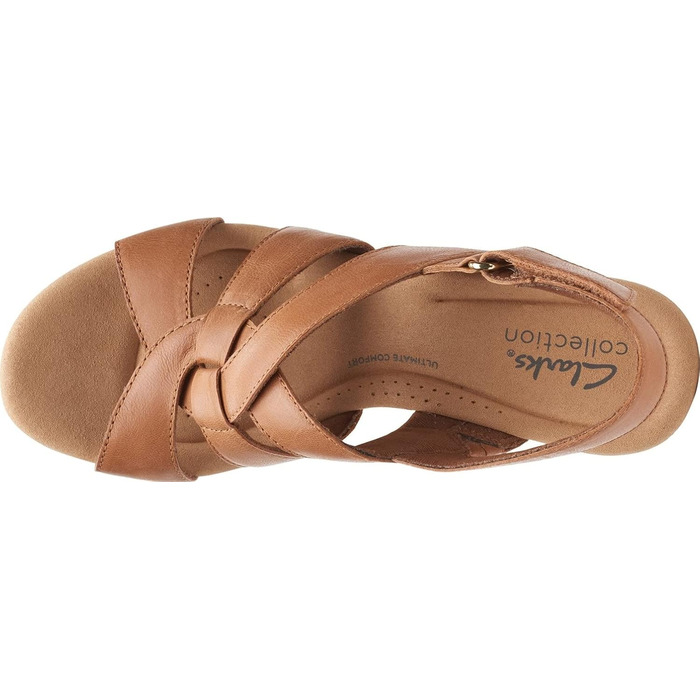 Босоніжки жіночі Clarks Giselle Beach з натуральної замші на танкетці, колір світло-коричневий, розмір 42.5 EU