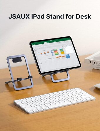 Тримач для планшета JSAUX з алюмінію, регульована підставка для iPad, Samsung Galaxy Tab, Steam Deck, ROG Ally, Switch, iPhone, сірий (Plus)