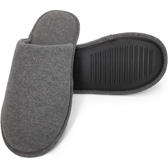 Чоловічі халапи Оfoot з бавовни, зручні домашні тапочки, Memory Foam, плоскі, можна прати, Slip-on, для дому (41/42 EU, Темно-сірий)