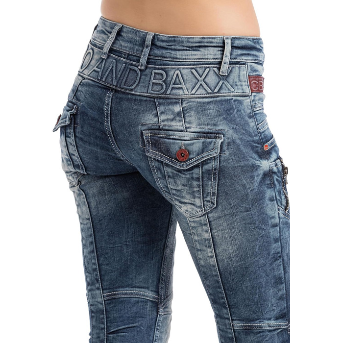 Джинси жіночі Cipo & Baxx з ефектом потертості та дір, блакитні 30W/32L