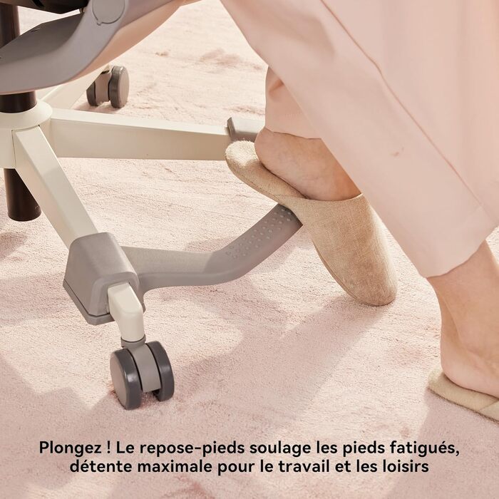 Ергономічне крісло для жінок MUSSO E80 Muse FemmePosture™ - регулювання на 135°, 3D-підтримка попереку, 17см 4D-підголівник, висувна підніжка, регулювання глибини/висоти сидіння, регульовані підлокітники (Бежевий)