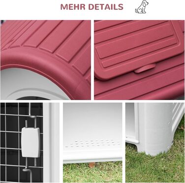 Будка для собак PawHut Outdoor - вулиця, для маленьких собак, червоно-сіра, 59x75x66 см