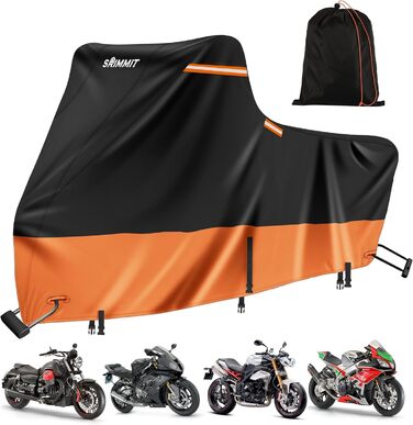 Чохол для мотоцикла Harley Davidson Touring, 3XL, 420D, захист від УФ, дощу та пилу, преміум-якість, чорний-помаранчевий