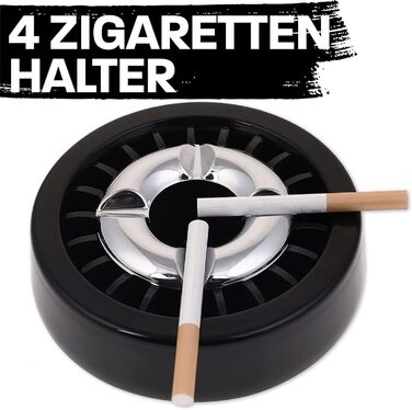 Переносний попільничка Praknu 3 Gluttöter для вулиці та дому: чорний, вітрозахисний, миється в посудомийній машині, стійкий до погодних умов