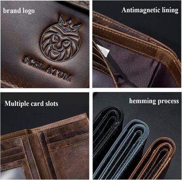 MsiDtsoy Leather Wallet for Men, with RFID Protection, Genuine Leather Wallet for Men, Cardholder, Wallet, Billfold, Vertical Leather Wallet, Vintage Leather Cardholder with Gift Box