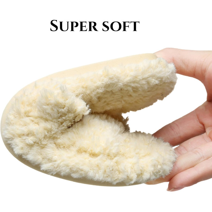 Жіночі плюшеві домашні тапочки SMajong, зимові, теплі, м'які, з антиковзким покриттям, зручні, з підкладкою, слайдери, 36/37 EU, бежевий