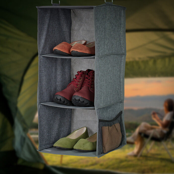 Relaxdays 2x Clothes Closet Hanging Shelf, 3 Compartments