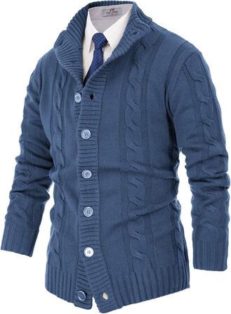 Світер чоловічий PJ PAUL JONES з кофтами, в'язаний з візерунком, з трикотажною фактурою та стійким коміром для осені/зими (M, Синій)