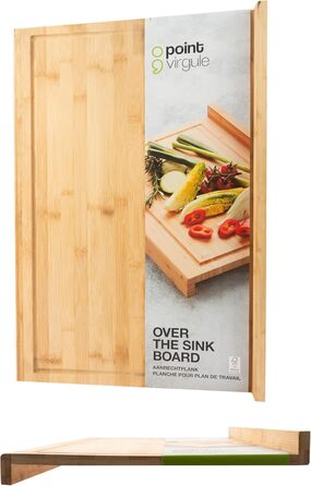 Bamboo Wood Cutting Board Work Surface, Kitchen Accessories for Cutting Bread, Meat, Fruits, and Vegetables, Brown and White, XL Large, 60x40x7 cm