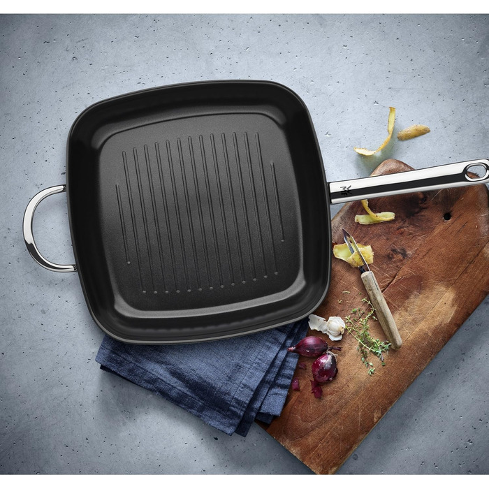 WMF Durado Grill Pan Induction, grilled, 28x28 cm, Induction Steak Pan, Cromargan stainless steel coated, ceramic coating, oven-safe