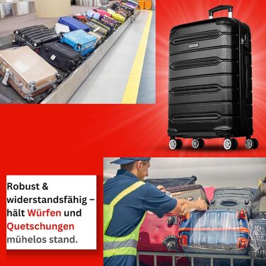 Чемодан NOWI Rhodos – 3-секційний, жорсткий, з ABS, кодовий замок, 4 колеса, розширюваний, 360° обертання, легкий та міцний. Розміри M, L, XL (Чорний)