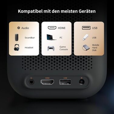 WEMAX Mini проєктор 4K з Netflix та Google TV, портативний, Dolby Audio, WiFi, Bluetooth для домашнього кіно та відпочинку на природі