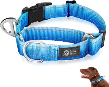 Нашийник для собак Martingale, світловідбиваючий, з зупиняючою функцією, для великих, середніх та маленьких собак, нейлон, блакитний, розмір L