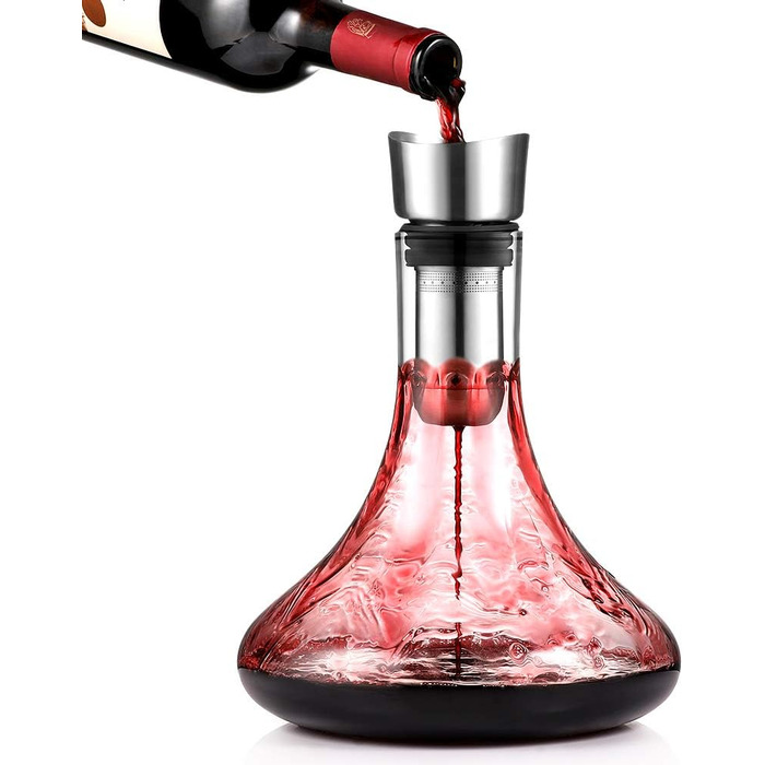 Glastal Decanter - Crystal Glass Decanter with Built-in Aerator for Aerating and Filtering, Drip-Free Pouring, 1800ml/63.3oz (Full Capacity)