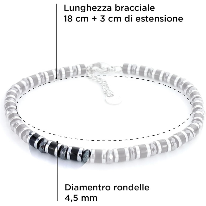 Чоловічий браслет SAGA GIOIELLI® з ронделями з каменів, сталь, кристал, нержавіюча сталь