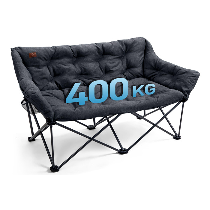 Кампінговий стілець-диван EVER ADVANCED для двох осіб, 145 см, чорний, до 400 кг, з високою спинкою, для саду, балкону, кемпінгу