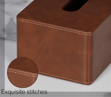 GOLRANLYE Cosmetic Tissue Box, 25×13.5×9.5 cm PU Leather Modern Tissue Box Rectangular for Bathroom Bedroom Dining Room Office and More (Brown)