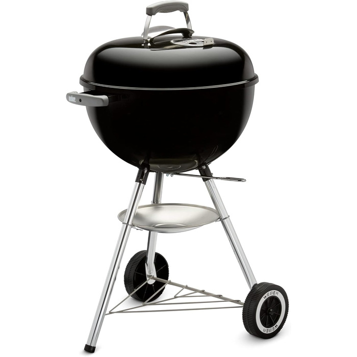 Вугільний гриль Weber Classic Kettle 47 см, порцелянове емалювання, з термометром і колесами, чорний