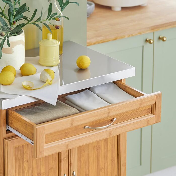 SoBuy Kitchen Cart with Wheels - Mobile Kitchen Island with Countertop