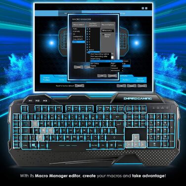 Набір для геймінгу EMPIRE GAMING Hellhounds: Клавіатура, миша, килимок для миші - програмування через ПЗ, RGB підсвічування, 7200 DPI, сумісність з Windows