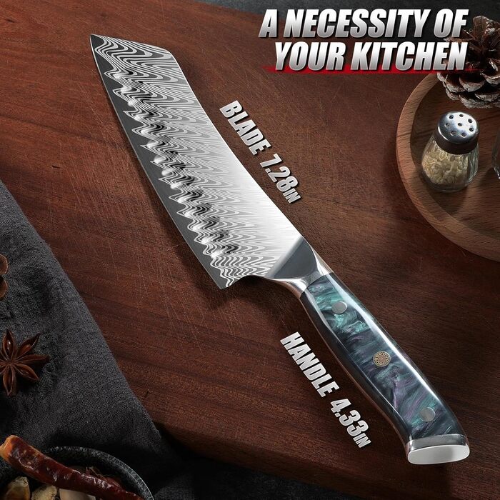 Нож Santoku Dragon Riot - професійний кухонний ніж з ручкою з харчу, з піхвою