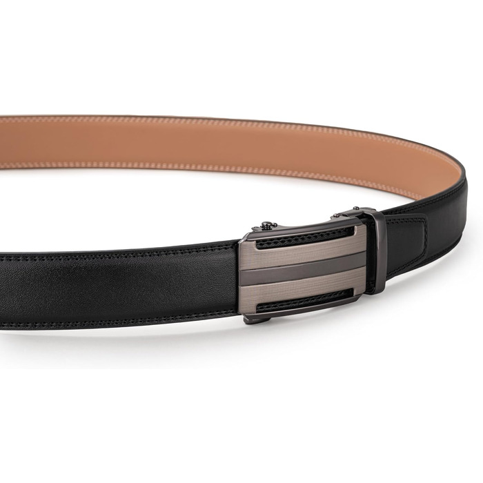 Чоловічий шкіряний ремінь на пряжці, 35 мм, 125 см (для обхвату талії 92-107 см) - чорний