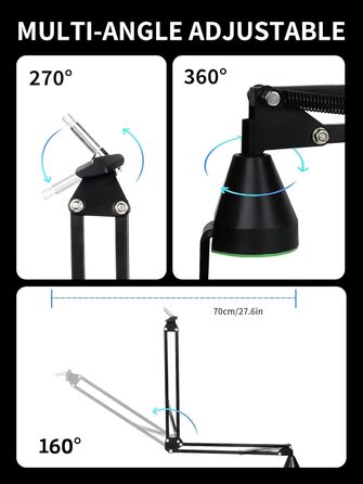 Кріплення для мікрофона HyperX QuadCast та інші - кріплення на стіл з поп-фільтром, сумісне з Blue Yeti, Razer Seiren Mini, YOUSHARES (8. Low Profile)