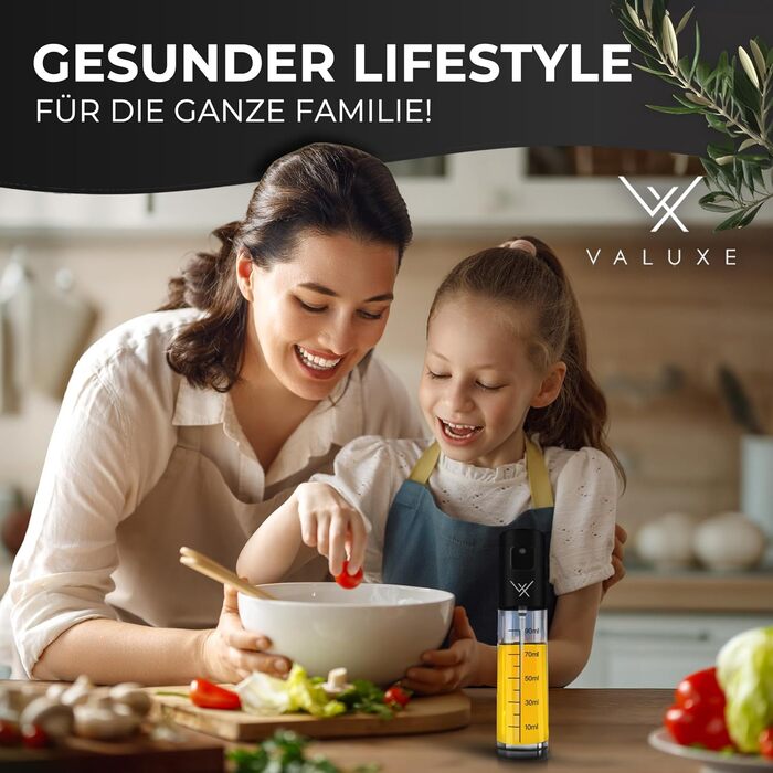Розпилювач олії VALUXE® ORIGINAL з нержавіючої сталі та скла - преміум олійний спрей для кухні (Чорний матовий)