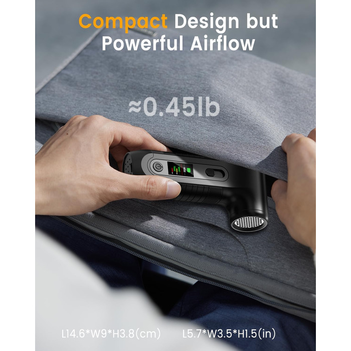 Електричний пилосос для повітря з HD-дисплеєм - Air Duster 200000 RPM з LED-підсвічуванням, міні-пилосос на акумуляторі, спрей стисненого повітря для чищення ПК, повітряний пилосос для клавіатури, дому, авто, W06 (чорний)