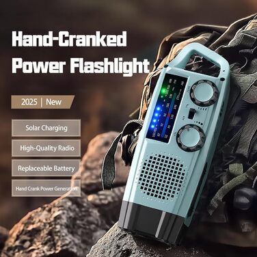 Радіо на сонячній батареї та з ручкою, 2000mAh, Power Bank, SOS-сигнал, ліхтарик, AM/FM, для кемпінгу та надзвичайних ситуацій