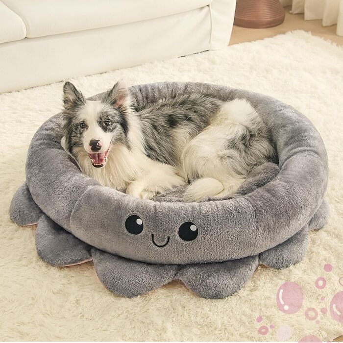 Кругле ліжко для собак та котів Jiupety Boho XL, рожеве, з м'яким кріслом, для великих собак, антистрес, ліжко-крісло для тварин